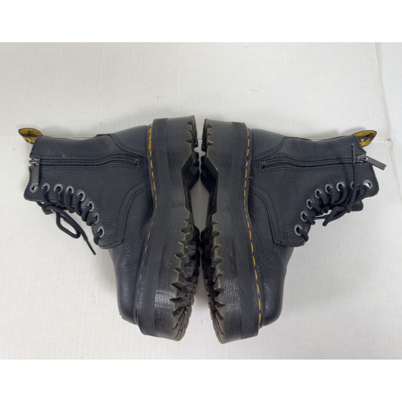 Dr. Martens Jadon III Pisa Leather Platform Boots Womens 5 Black Good Combat Zip - Picture 7 of 11